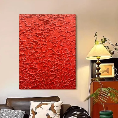MHD手绘油画大厅玄关画《富贵荣华》沙发现代轻奢肌理设计抽象画