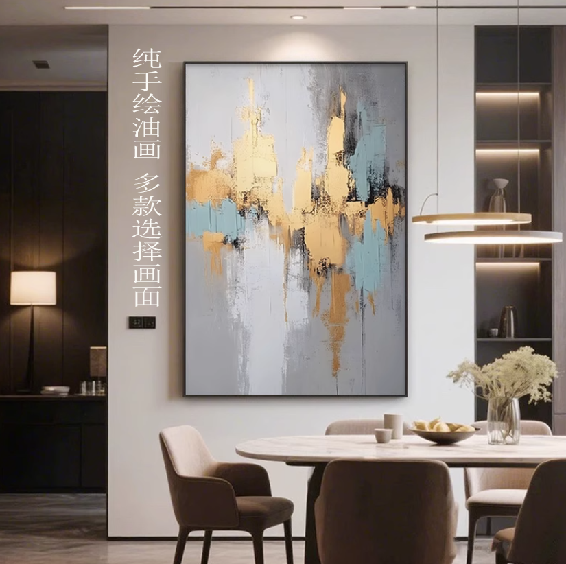 MHD手绘油画别墅客厅装饰画软装大厅现代沙发酒店极简玄关立体画图片