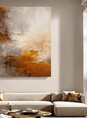 MHD手绘油画沙发抽象大堂酒店背景艺术画橙色玄关走廊尽头装饰画