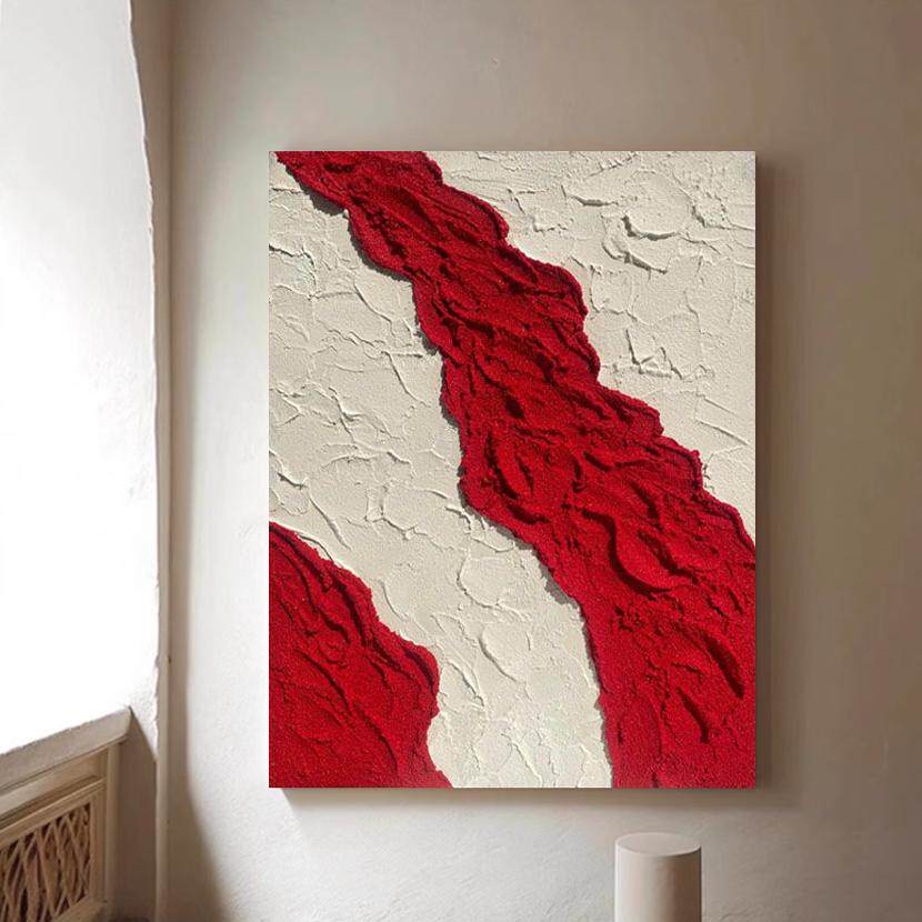 MHD客厅手绘油画沙发油画红色画高端抽象轻奢现代简约玄关装饰画