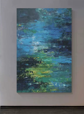 MHD手工油画《星夜微澜》绿色沙发大厅感家居客厅小众艺术装饰画