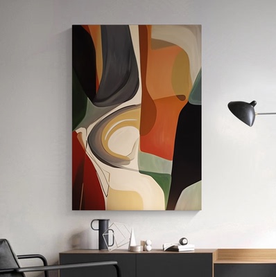 MHD原创手绘油画客厅背景沙发画墙落地画大厅玄关现代抽象装饰画