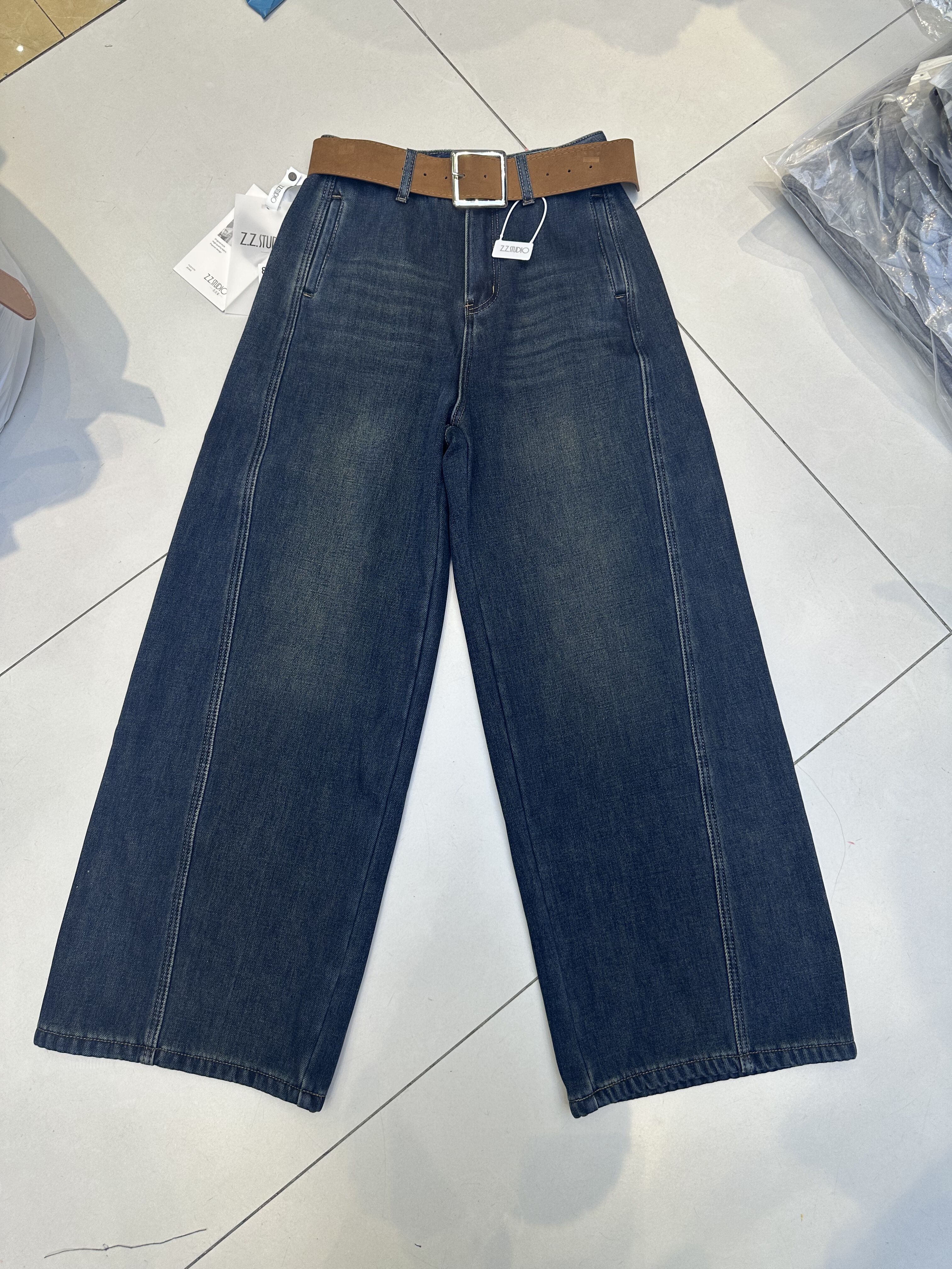 真真家8991正品宽松阔腿裤女2025冬季新款舒适百搭显瘦长裤送腰带