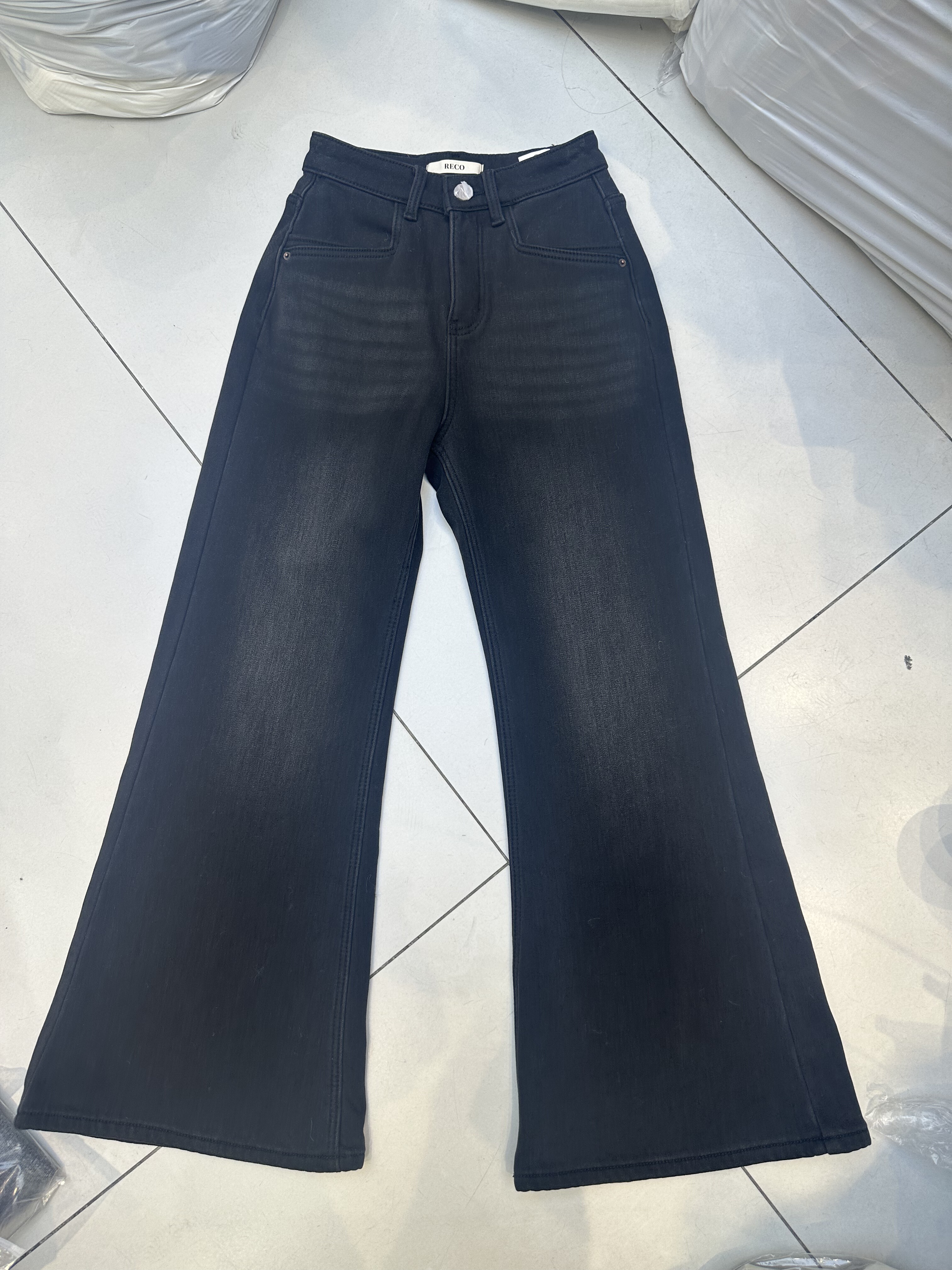 RECO9001-3正品复合绒喇叭裤女2025冬季新款百搭舒适显瘦洋气潮