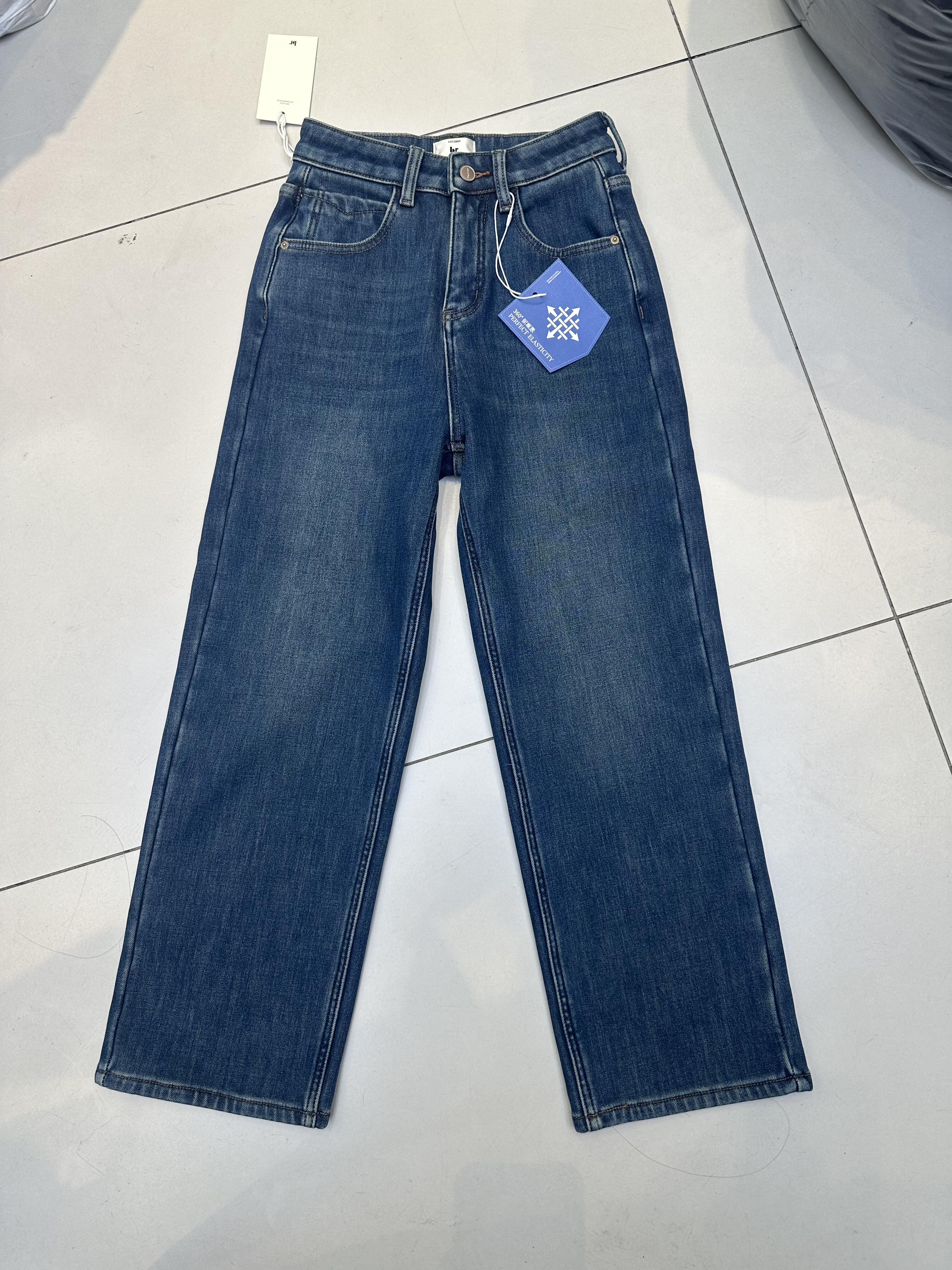 br98199-5复合绒正品牛仔裤女2025冬新款九分法棍裤舒适显瘦洋气