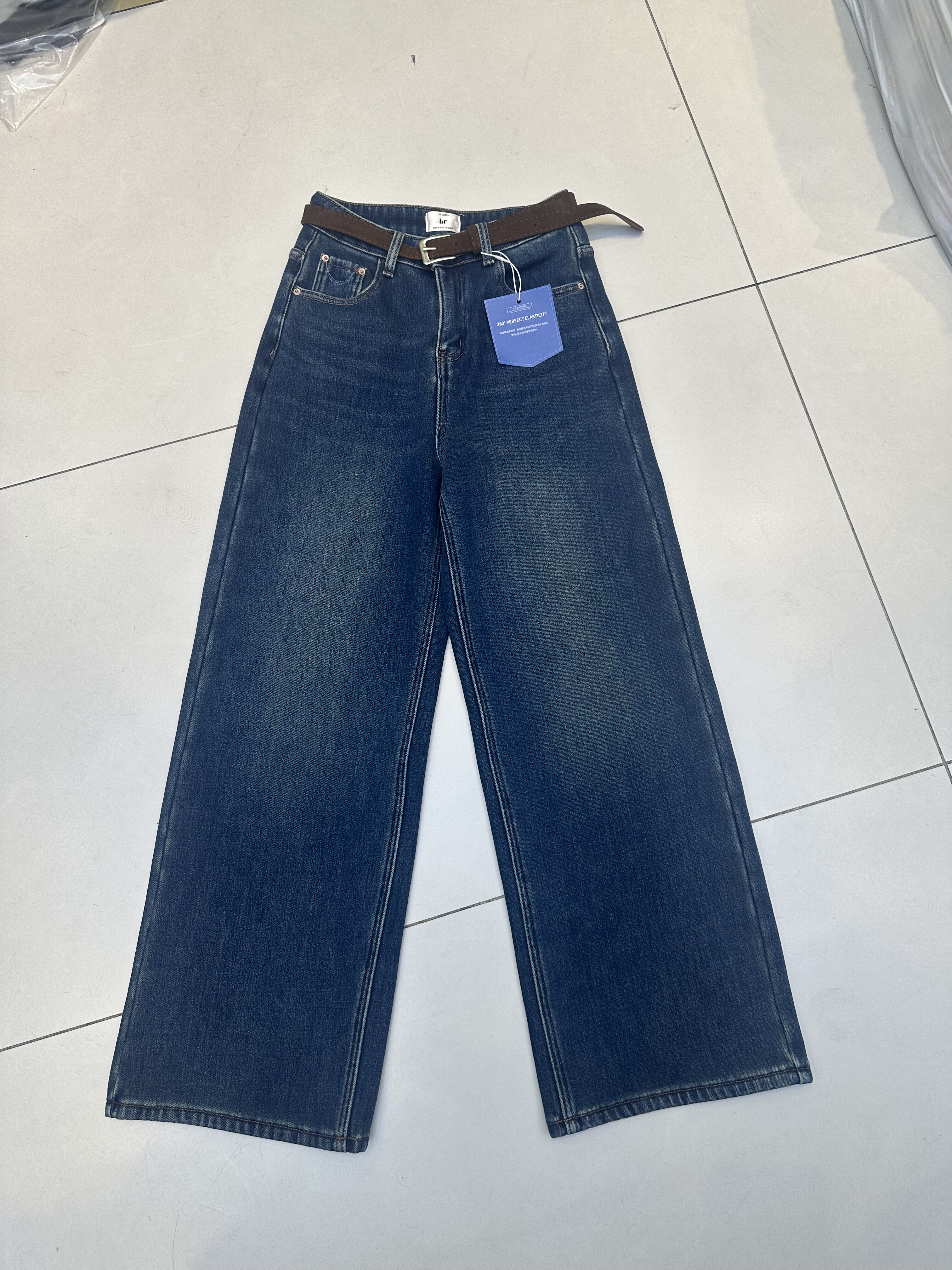 br98367-5正品植绒窄版阔腿裤长裤女2025冬新显瘦百搭舒适送腰带