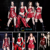 aespa女团drift同款 红色打歌服爵士舞表演服kpop舞台演出路演服装