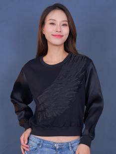 女士卫衣女2023秋季新款长袖翅膀女装时尚百搭黑色上衣潮女装