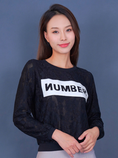 黑色蕾丝卫衣女短款宽松修身2023新款女士上衣休闲时尚字母潮女装