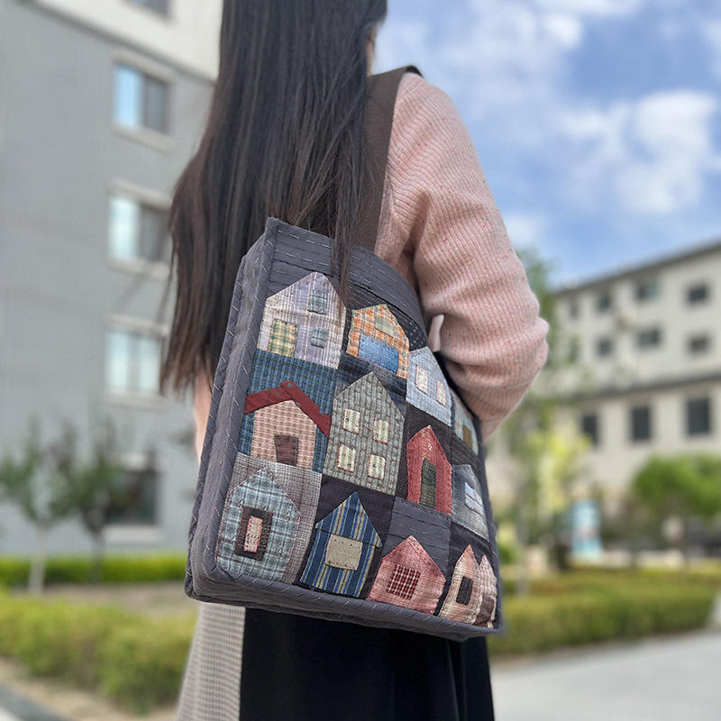 手工鲁绣新品拼布包包女士单间大包创意礼物印图刺绣材料包