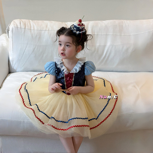 白雪公主裙女童2026夏季新款生日礼服洛丽塔重工儿童洋气蓬蓬纱裙