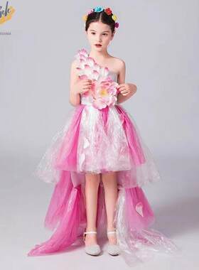 环保服装儿童时装秀自制创意材料塑料袋幼儿园亲子走秀手工裙女孩