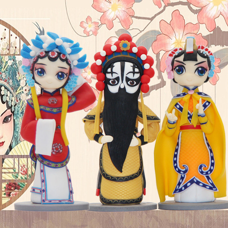 戏曲霸王虞姬 新年礼物 儿童礼品 人偶玩具 精品软陶摆件 公仔车