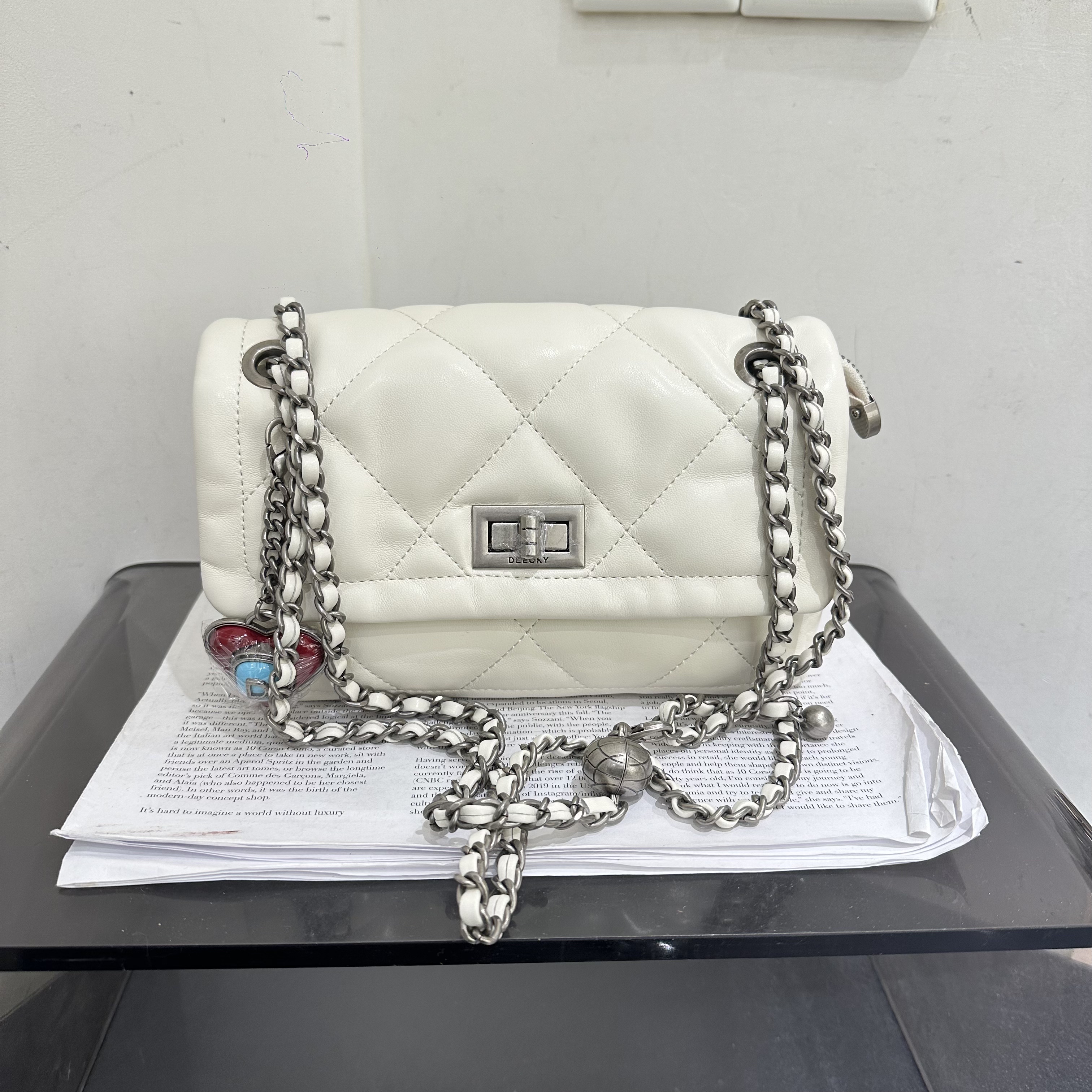 小d家新款时尚小香风菱格链条小方包锁扣翻盖软皮简约单肩斜挎包