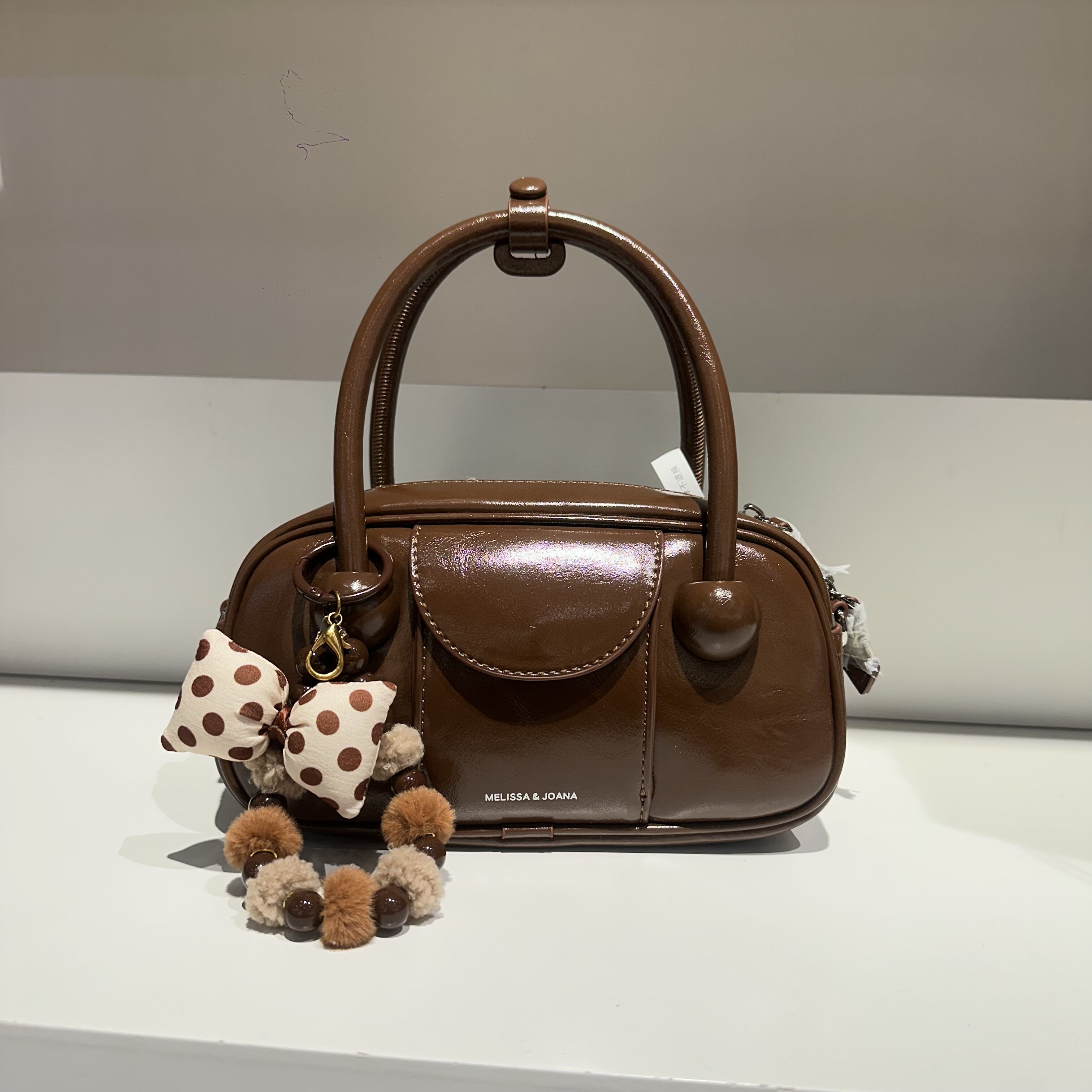 新款复古休闲慵懒风手提保龄球包时尚简约斜挎百搭通勤软皮轻便包