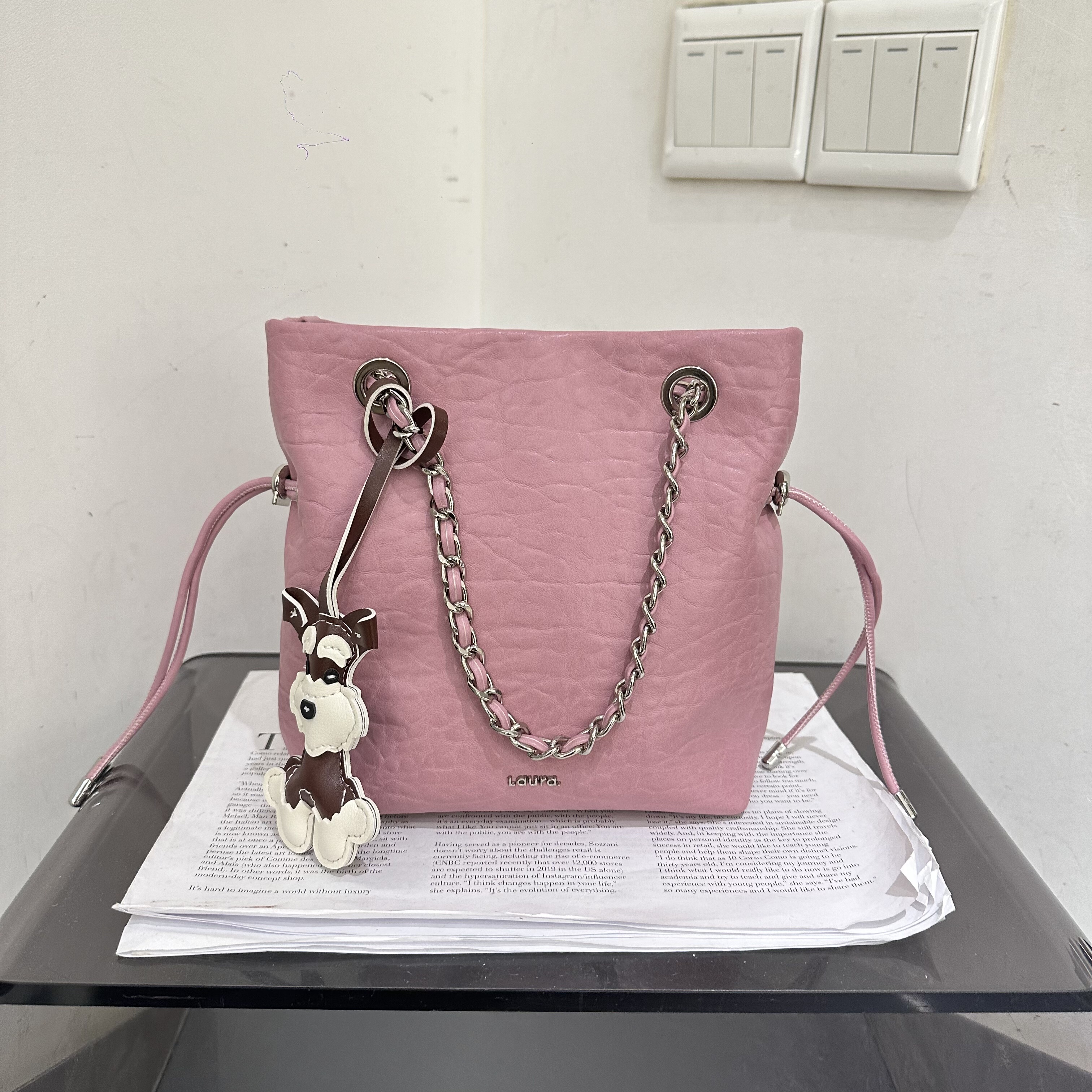 劳拉时黛新款复古休闲慵懒风软皮链条手提水桶包斜挎包实用百搭女,箱包皮具/热销女包/男包,通用款女包,淘宝优惠券,粉丝福利购,淘宝优惠卷