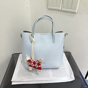 劳拉时黛新款复古休闲慵懒风软皮手提斜挎女包纯色简约百搭女包