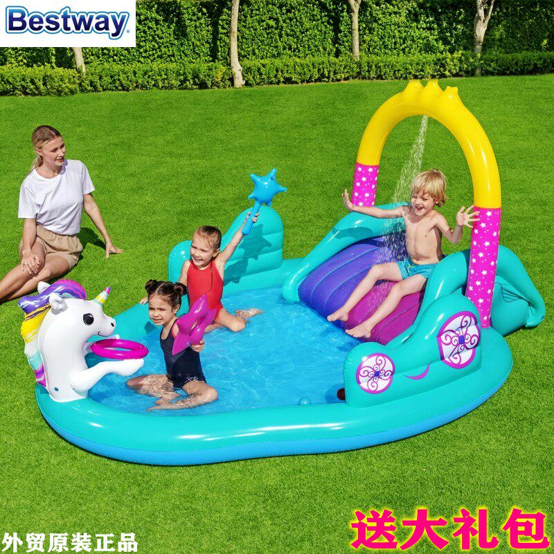 独角兽喷水池滑梯玩具池花园戏水