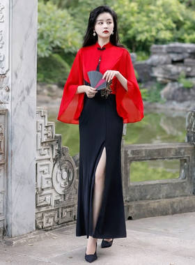 忆念素仙2024春季新款汉服女古装改良唐装古风女装中国风演出服旗