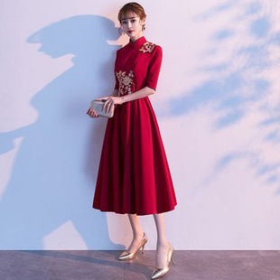 语禾恬礼仪小姐礼服迎宾旗袍款女学生合唱古筝演出服中国风颁奖高