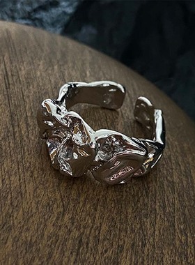 男士高级感不规则凹凸纹理戒指