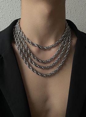 项链男潮超粗霸气嘻哈摇滚麻花链