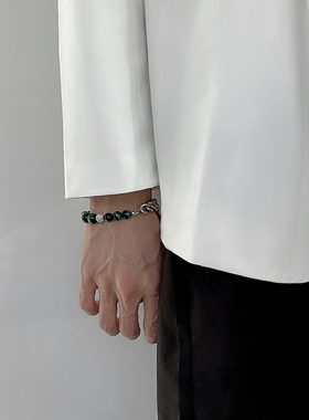 男士黑曜石潮流复古项链原创设计