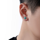 磁吸虎眼石耳夹绿松石圆形小众设计款 无耳洞百搭男生潮流单只耳饰