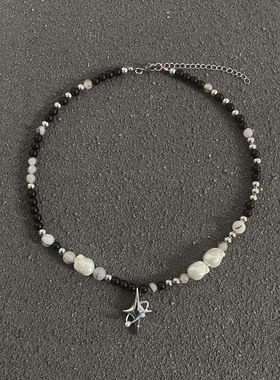 原创星体系列黑白珍珠项链女潮