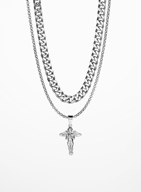 项链男潮叠戴高级感天使