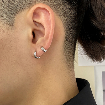 S925男女原创素圈光面新款耳圈