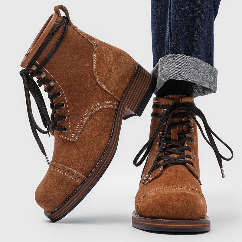 厚底增高英伦机车马丁靴男