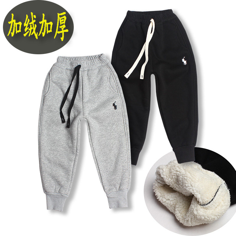 男女童运动裤加绒加厚冬款保暖裤束脚修身长裤一体绒中大童棉裤