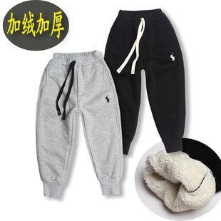 男女童运动裤加绒加厚冬款保暖裤束脚修身长裤一体绒中大童棉裤