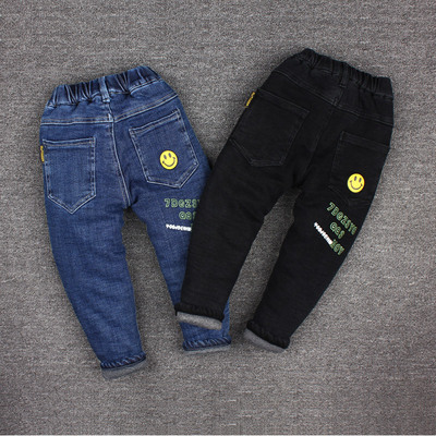 男童加厚棉裤修身韩版牛仔裤