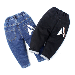 男童棉裤高腰保暖裤加厚冬款牛仔裤可开裆幼儿园裤子1岁2岁3岁4岁