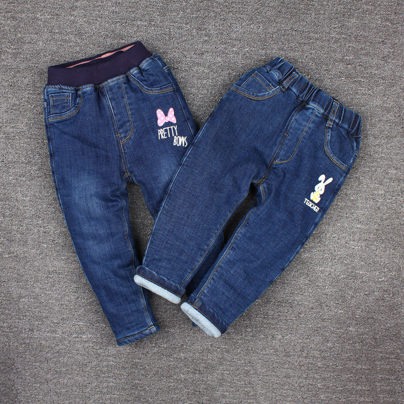女童冬棉裤宝宝牛仔棉裤儿童加厚夹棉保暖长裤子柔软3-4-5-6-7岁