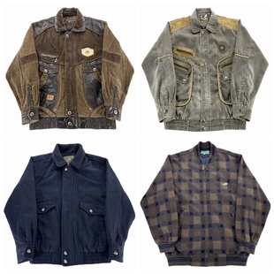 vintage古着棒球服复古哈灵顿工装阿美咔叽港风做旧秋冬外套V423