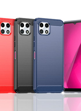 适用于T-Mobile REVVL 7手机壳REVVL 6拉丝碳纤维防摔REVVL7硅胶壳REVVL6保护套T Phone 2 男女Pro送屏幕膜