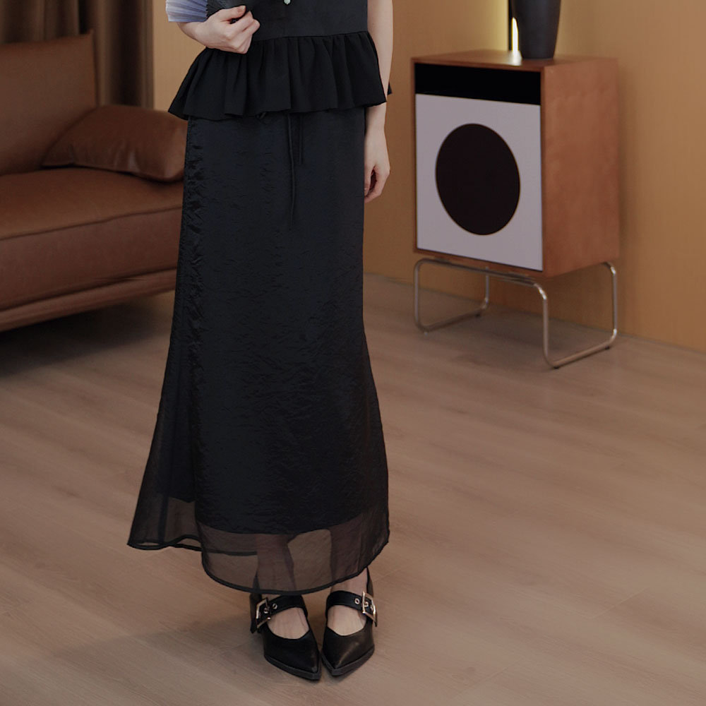 【YUE YUE】夏季高腰蕾丝拼接高级时尚显瘦气质感半身裙