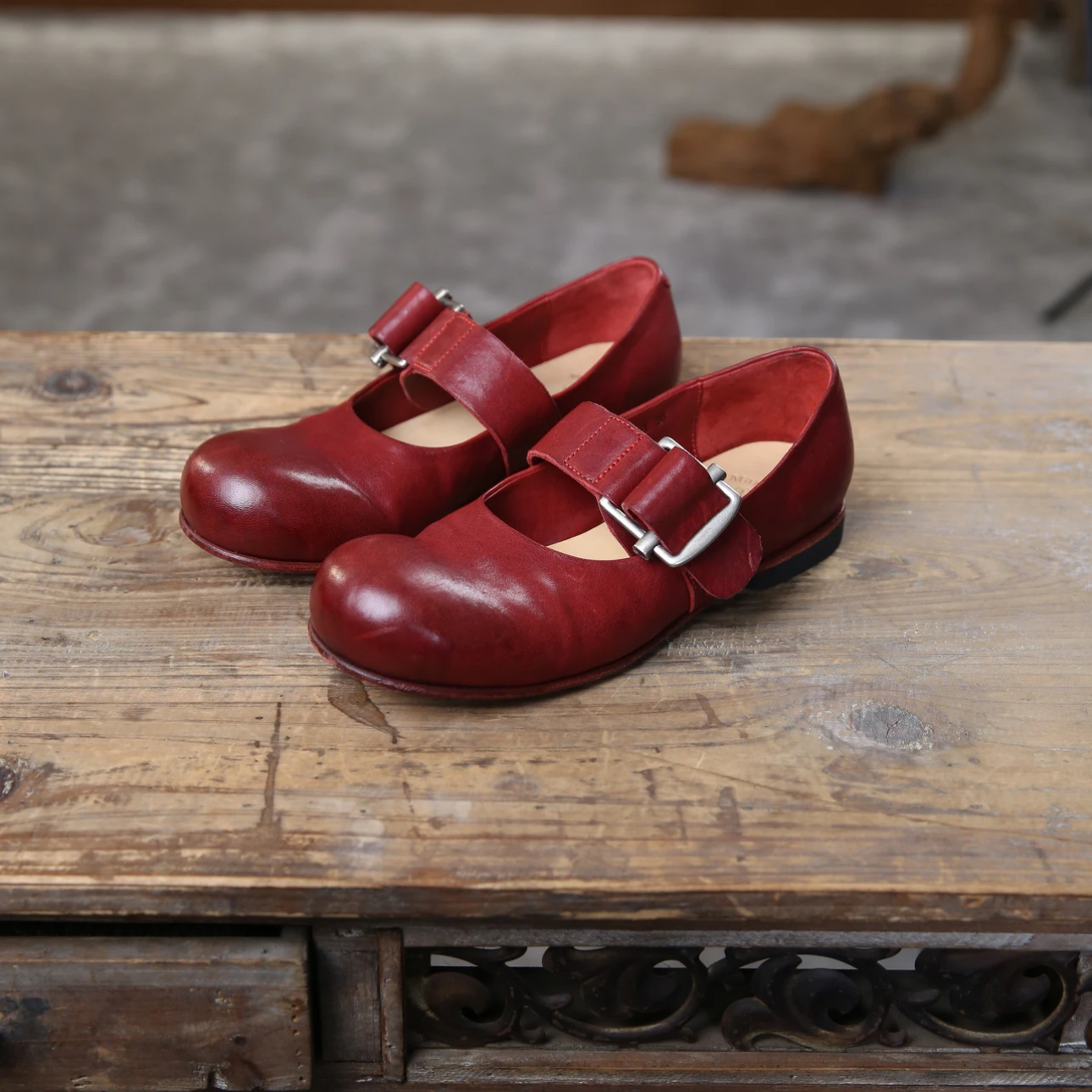 mantova&BISONTE联名款2025春复古玛丽珍小皮鞋法式马皮浅口百搭