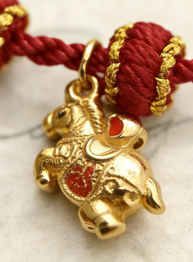 2026黄金小马本命年925纯银手工编织红绳平安好运手链手工编织绳