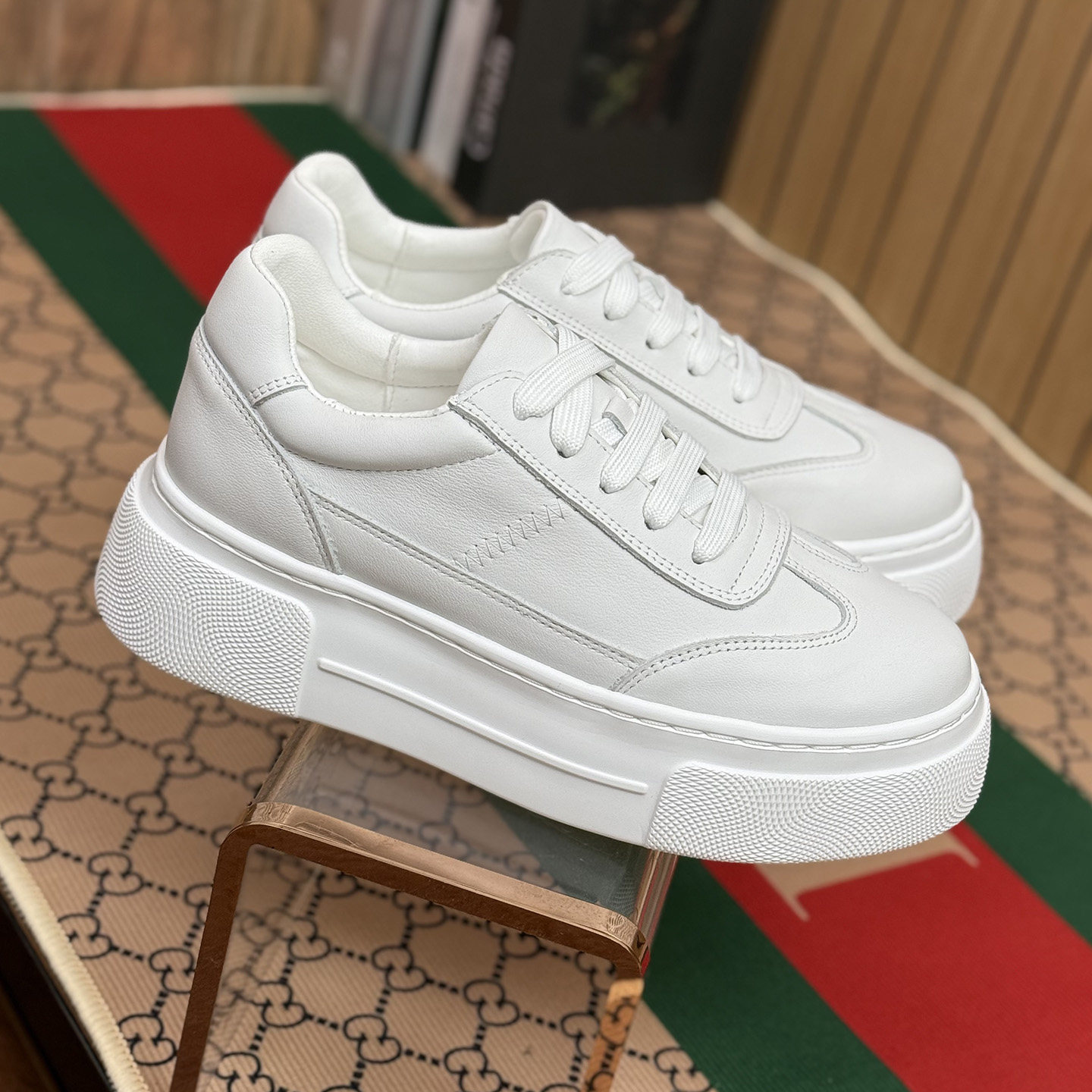 真皮厚底增高5cm松糕鞋小白鞋韩版平底休闲板鞋女款2026新款春款,女鞋,松糕（摇摇）鞋,淘宝优惠券,粉丝福利购,淘宝优惠卷