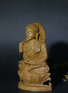 老山檀香佛祖小摆件印度木雕佛像檀香木老料手工雕刻复古装饰品