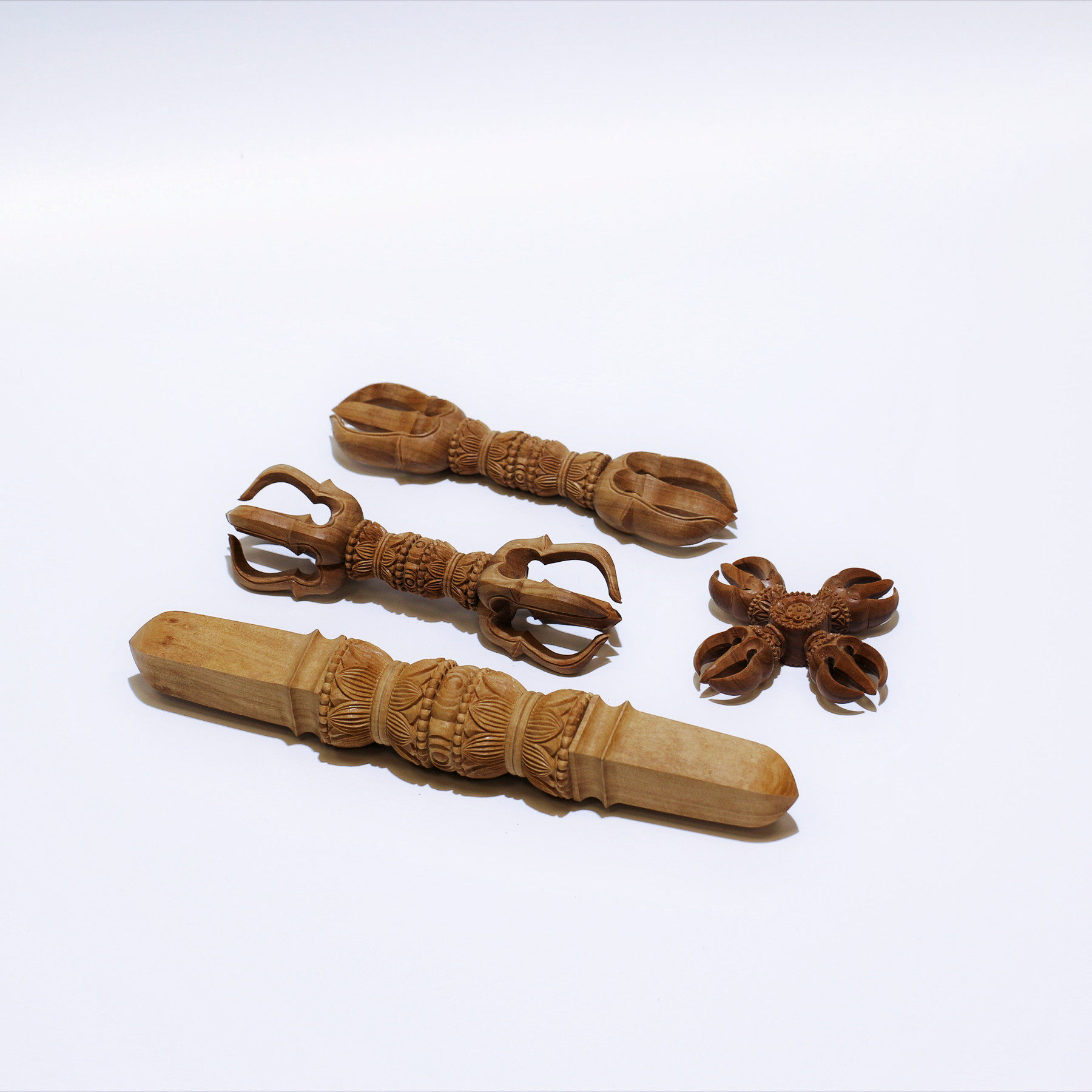 印度老山檀香三股金刚杵如意轮清刀雕刻手工密宗真言宗木雕件法器