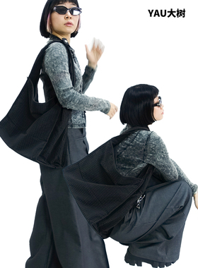 YAU大树 华夫格设计格纹托特包慵懒感单肩斜挎包大容量小众通勤包