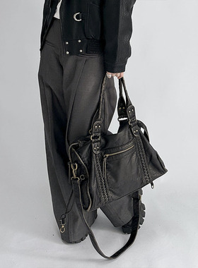 YAU大树 涉谷辣妹机车包美式复古腋下包简约韩系时髦单肩斜挎包