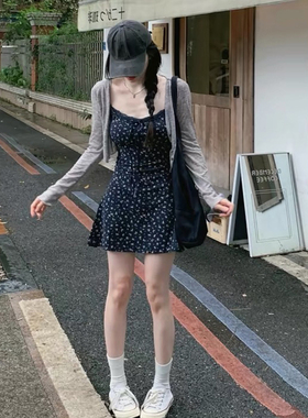 2026韩国新款甜美风碎花吊带连体泳衣开衫两件套显瘦小个子泳装女