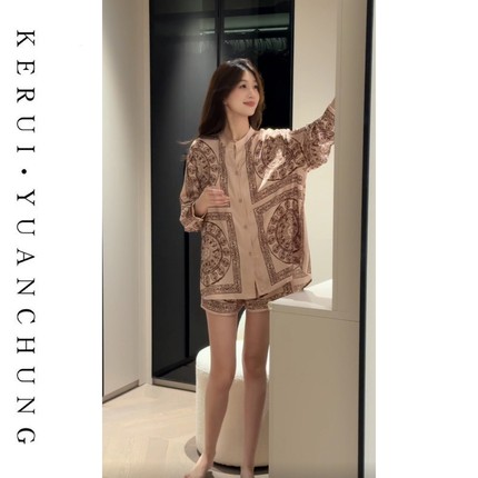 2026秋季新款冰丝凉感修身显瘦睡衣女独特老钱风可外穿家居服套装