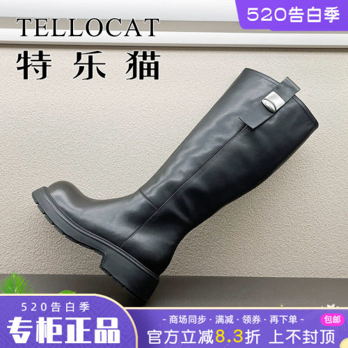 正品TELLOCAT特乐猫女靴2025冬季新款中跟粗跟圆头长靴时尚性感